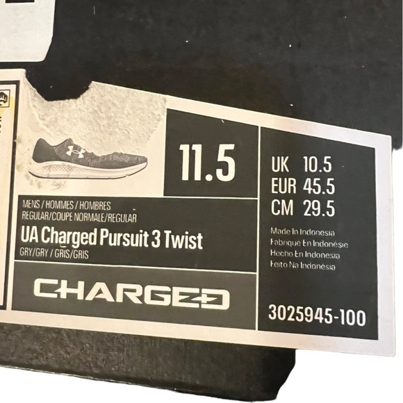 Under Armour Charged Pursuit 3 Gray Men's Tech Running Shoes Size 11.5 - Picture 8 of 10